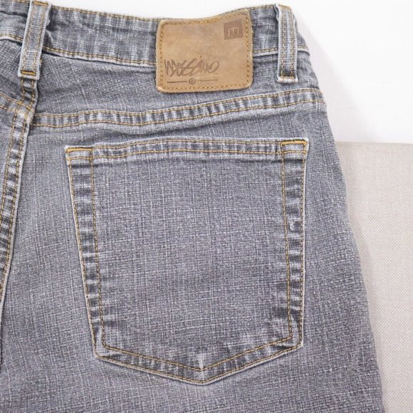 Mossimo Distressed Black Jeans Size 6 Stretch Women Bikercore Edgy Punk Boot Cut - Picture 15 of 16